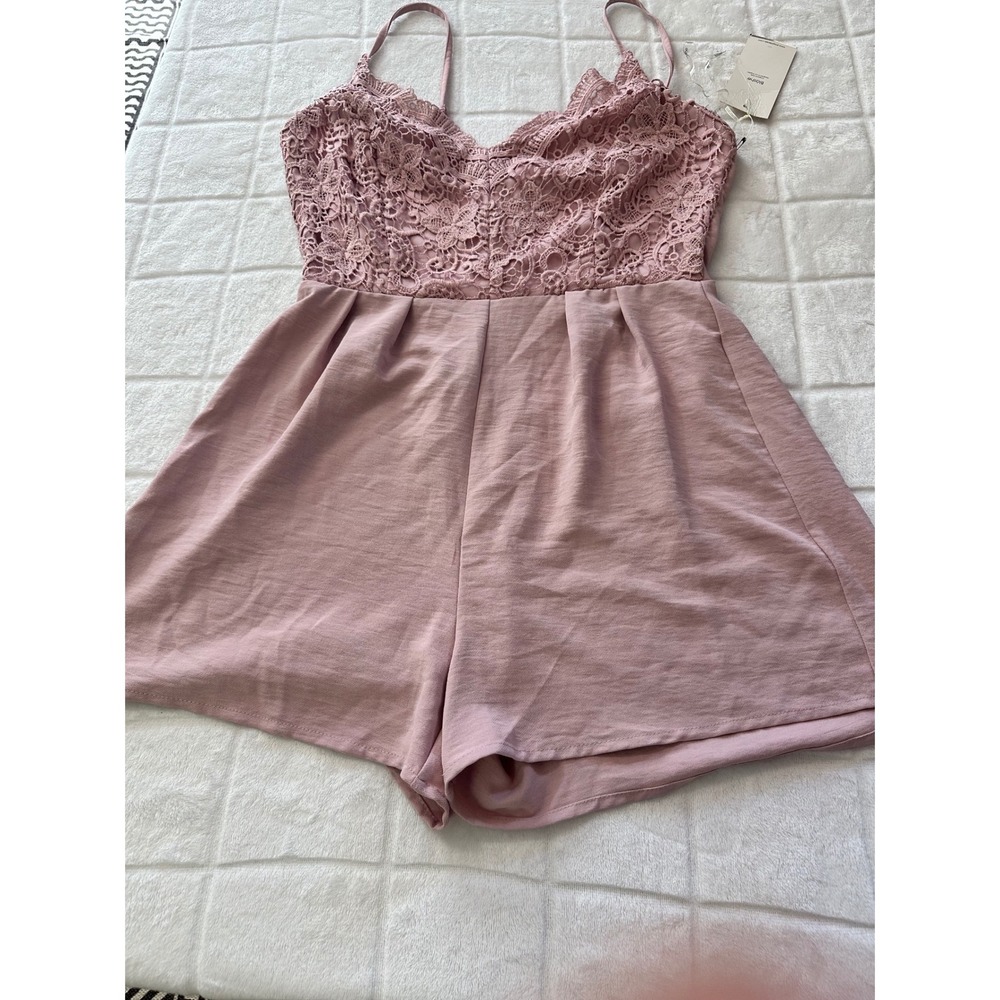 Blashe Women's Lace Bodice Romper - Light Pink - Sleeveless - Size L - Picture 9 of 9